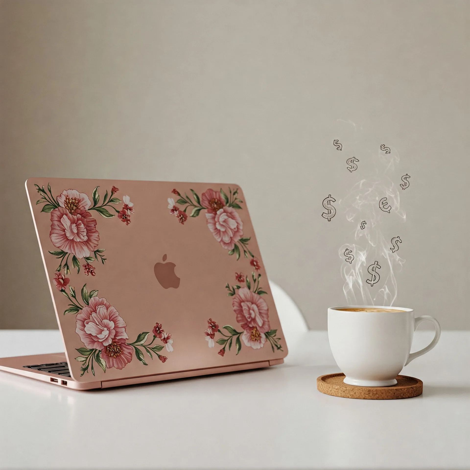 A laptop and a cuppa only  requirements for professional videos!